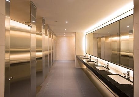 the men's room in a corporate headquarters